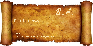 Buti Anna névjegykártya